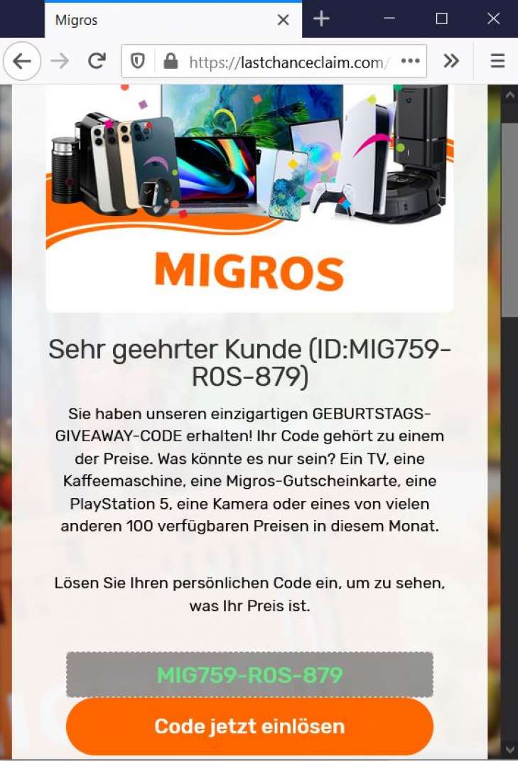Warnung - Fake Wettbewerb per SMS angeblich von MIGROS