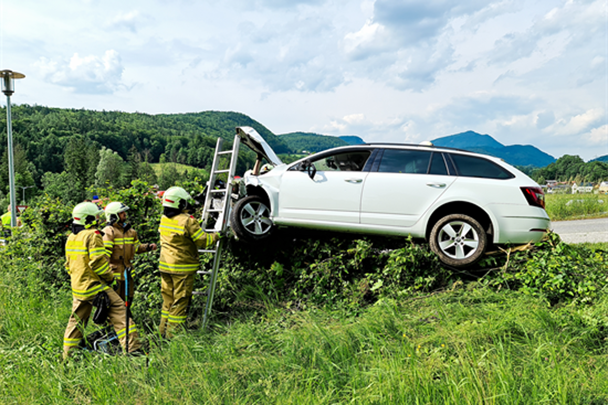 Telefonie am Steuer endet in der Hecke