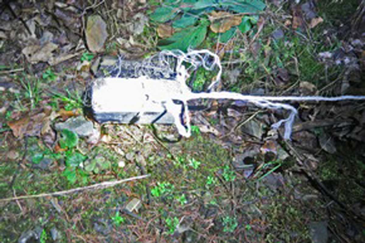 Einer der Plastersteine im Tatortbereich