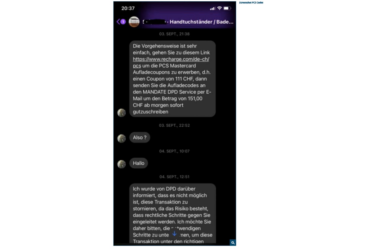 Warnung vor Betrügern auf Facebook Marketplace und Messenger - So versuchen Verkäufer zum Kauf von PCS Mastercard Aufladecoupons zu verleiten