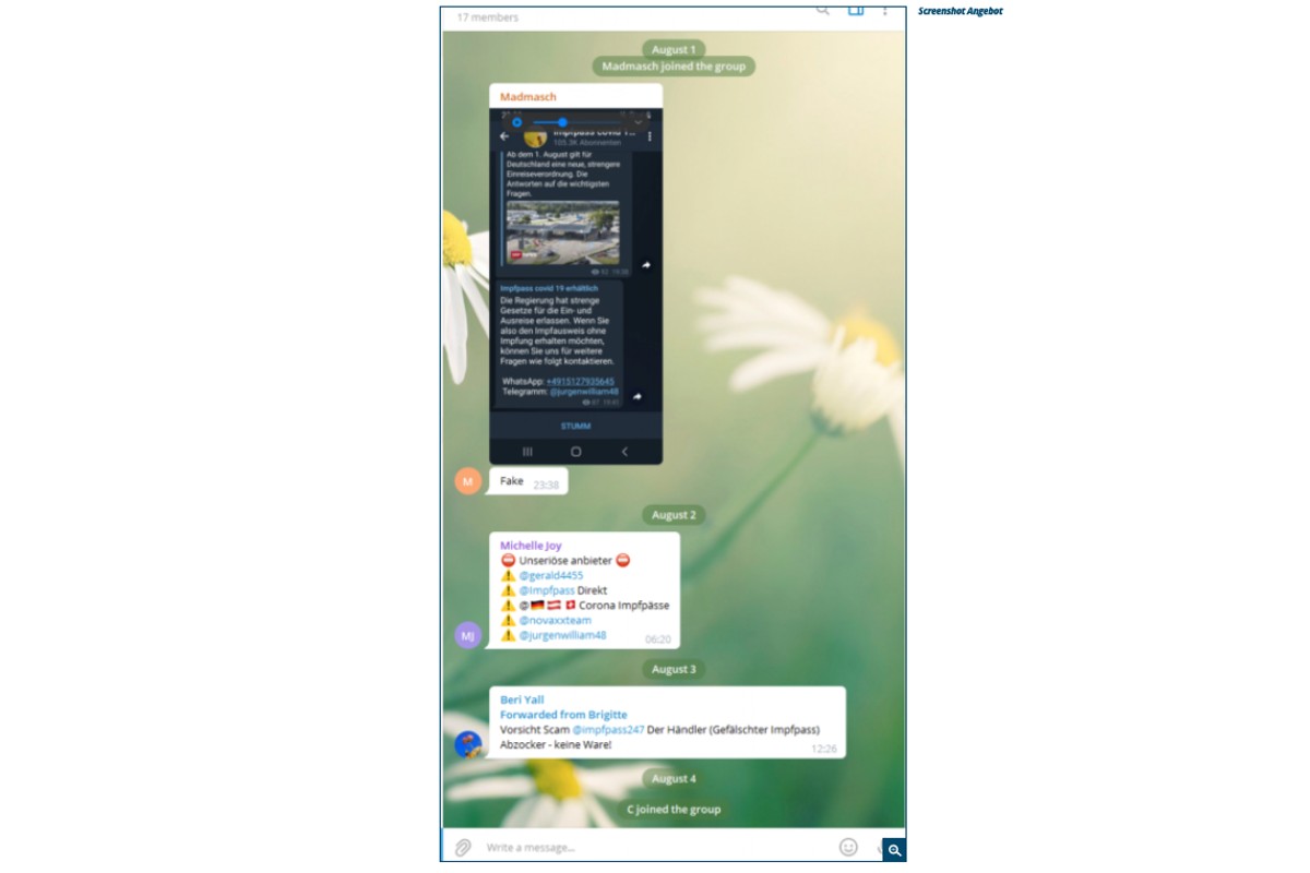 Warnung - Betrüger bieten "echte" Covid Zertifikate auf Telegram an - liefern aber nicht!