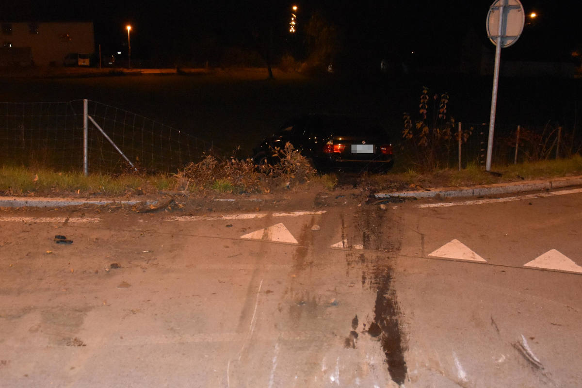 Auto landet im Wiesland