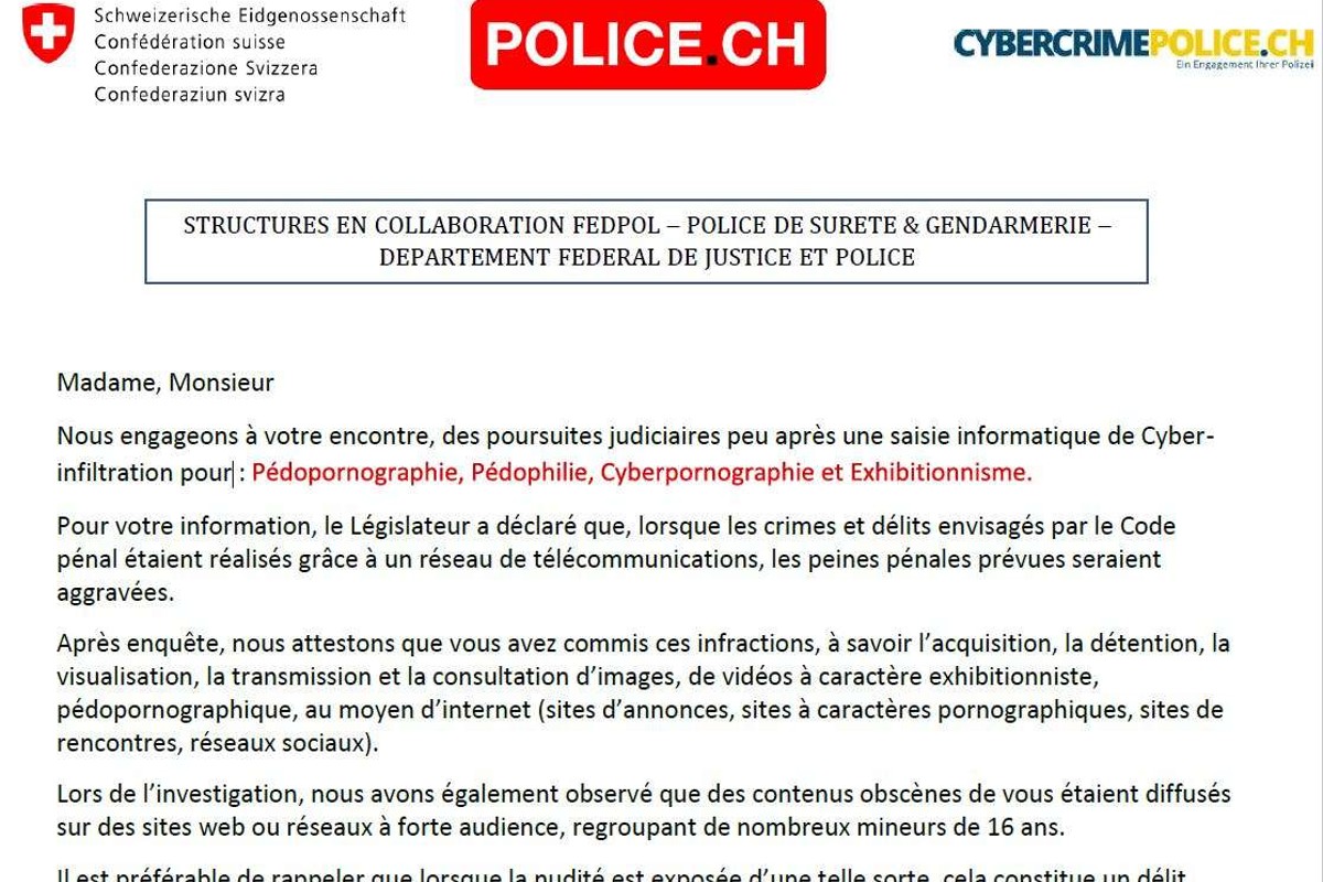 Achtung - Drohmail im Namen von Fedpol ist eine Fälschung