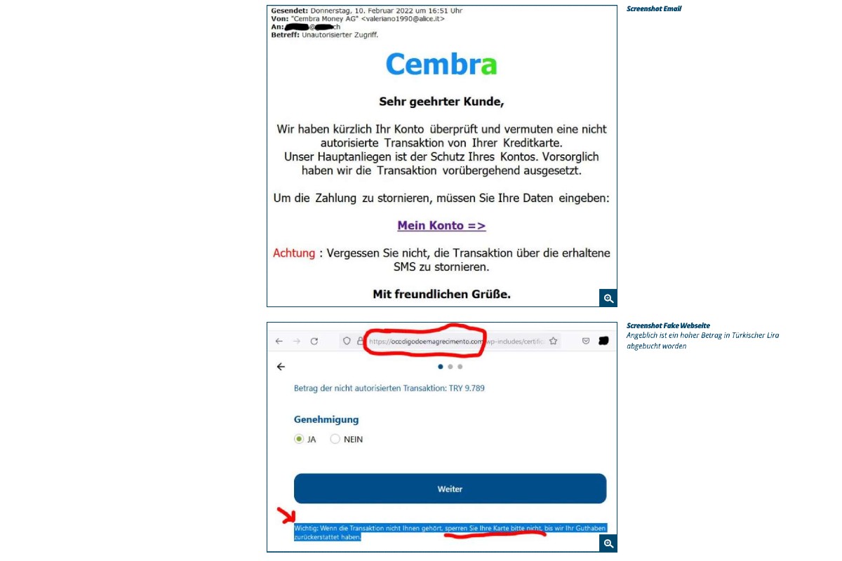 Betrüger am Werk: Cembra Money Bank - Unautorisierter Zugriff
