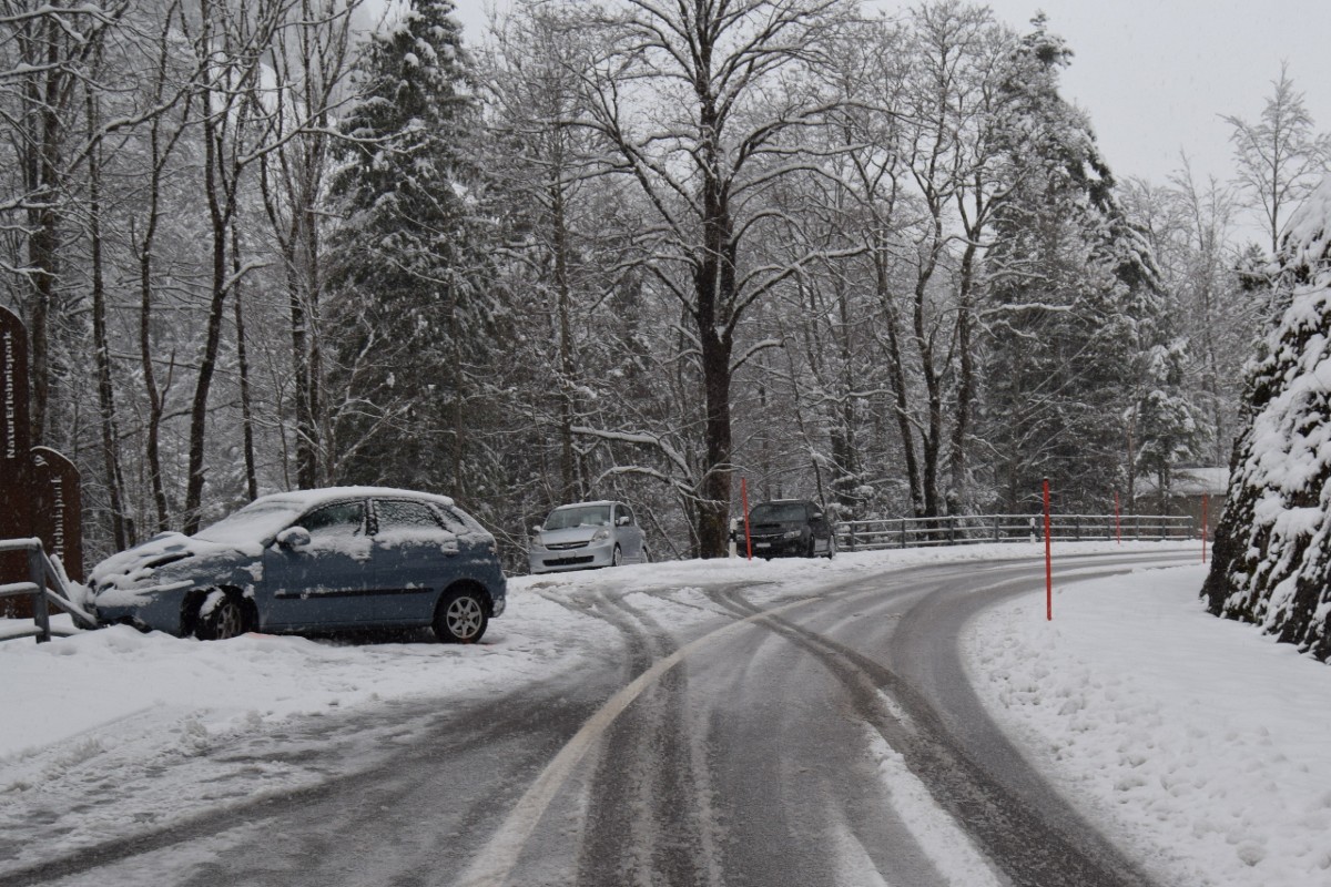 Urnäsch AR - Selbstunfall auf schneebedeckter Strasse
