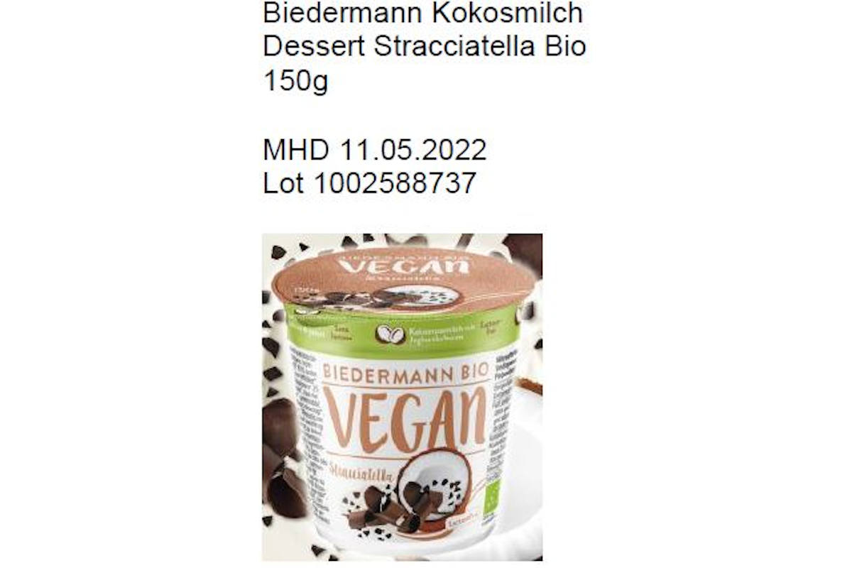 Biedermann Kokosmilch Dessert Stracciatella Bio 150g