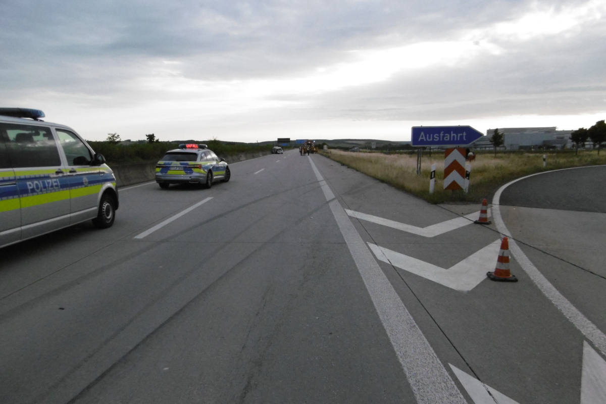 Schwerer Unfall auf der A71 bei Erfurt-Mittelhausen