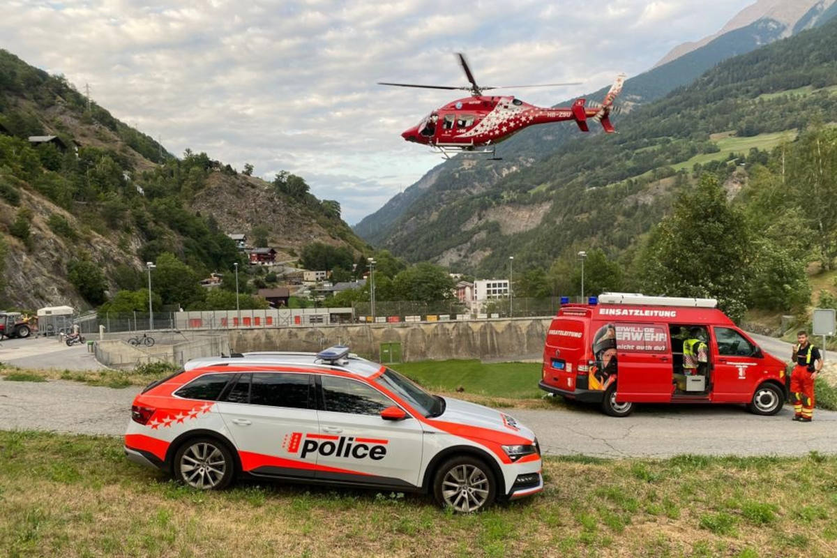 Felssturz in der Massaschlucht in Bitsch VS oberhalb des Kraftwerks