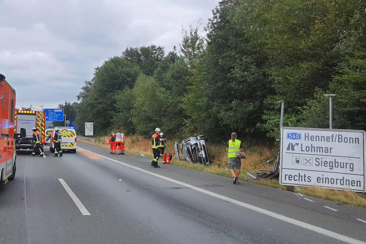 A3 Königswinter – Vier Verletzte bei Verkehrsunfall auf der Autobahn