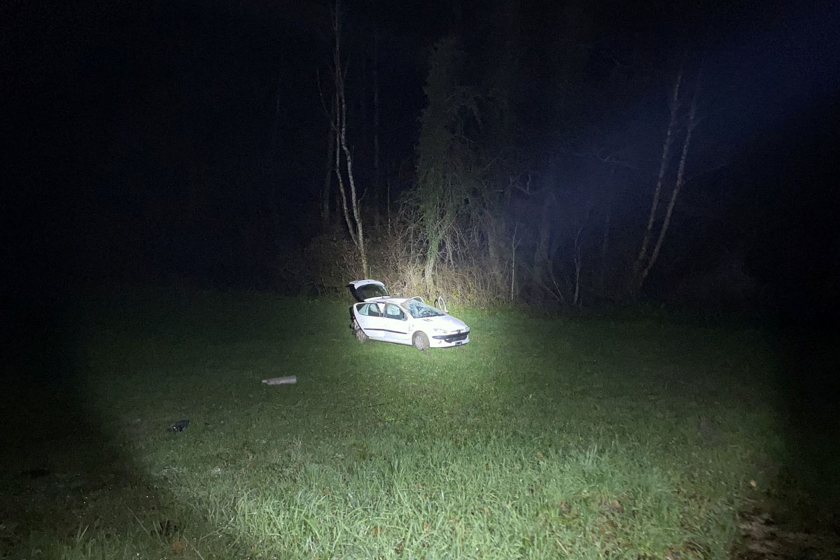 Röschenz BL – Von Fahrbahn abgekommen und im abfallenden Strassenbord überschlagen