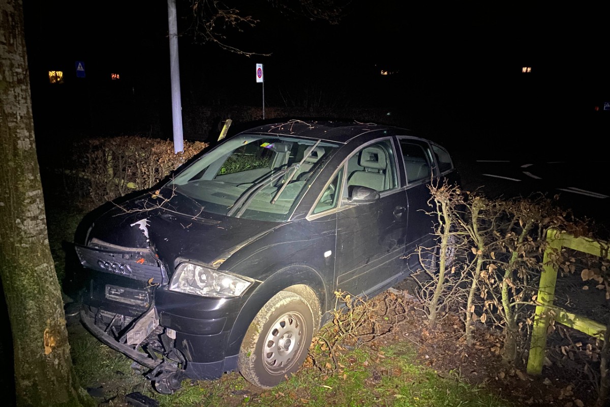 Junger Autofahrer baut Unfall.