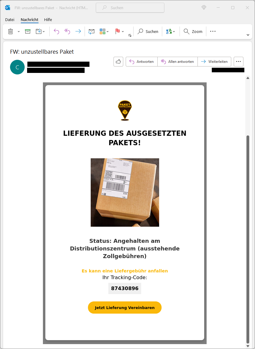 Seien Sie auf der Hut - Vorsicht vor Betrugsmaschen mit ausstehenden Zollgebühren