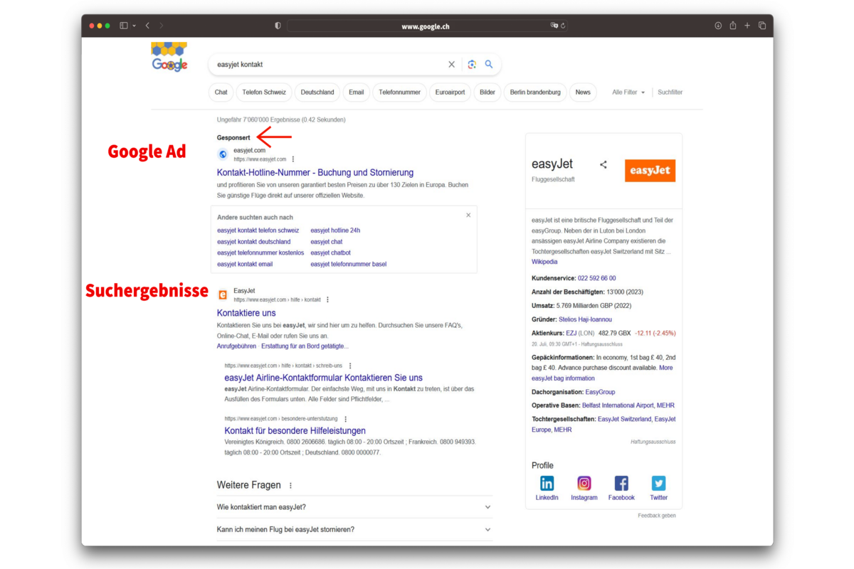 Google Ads von Betrügern missbraucht