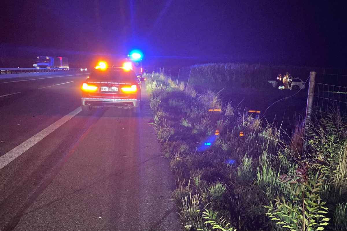 Kestenholz SO - Auto durchbricht Wildschutzzaun auf der A1