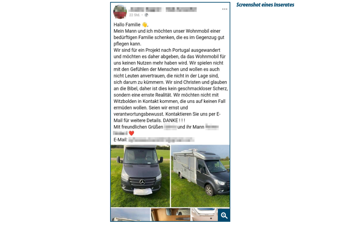Cybercrime - "Wohnwagen zu verschenken"