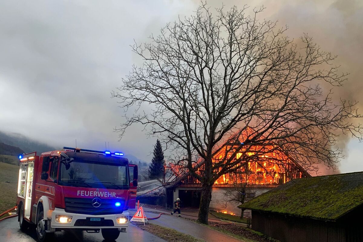 Günsberg SO - Feuer zerstört Oekonomiegebäude