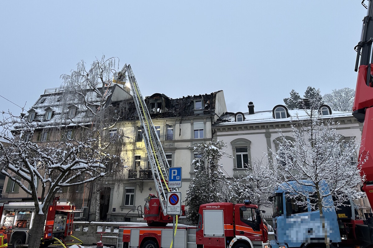 St.Gallen - Lösch- und Brandabsicherungsarbeiten dauern an