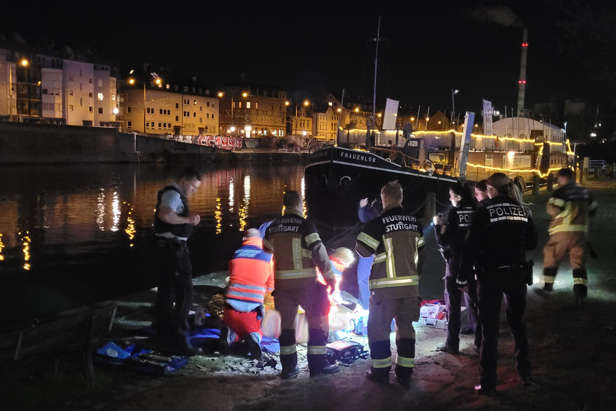 Stuttgart BW - Person im Neckar