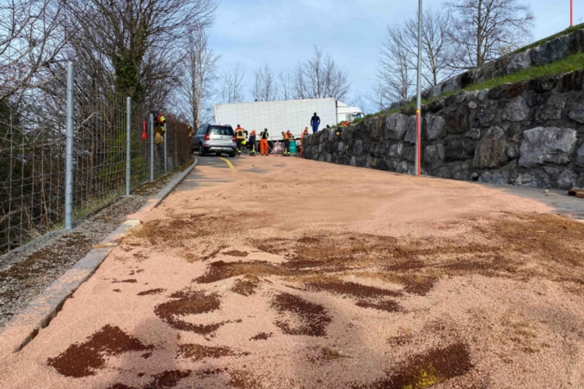 Oberägeri ZG - Diesel aus Treibstofftank eines Lastwagens ausgelaufen