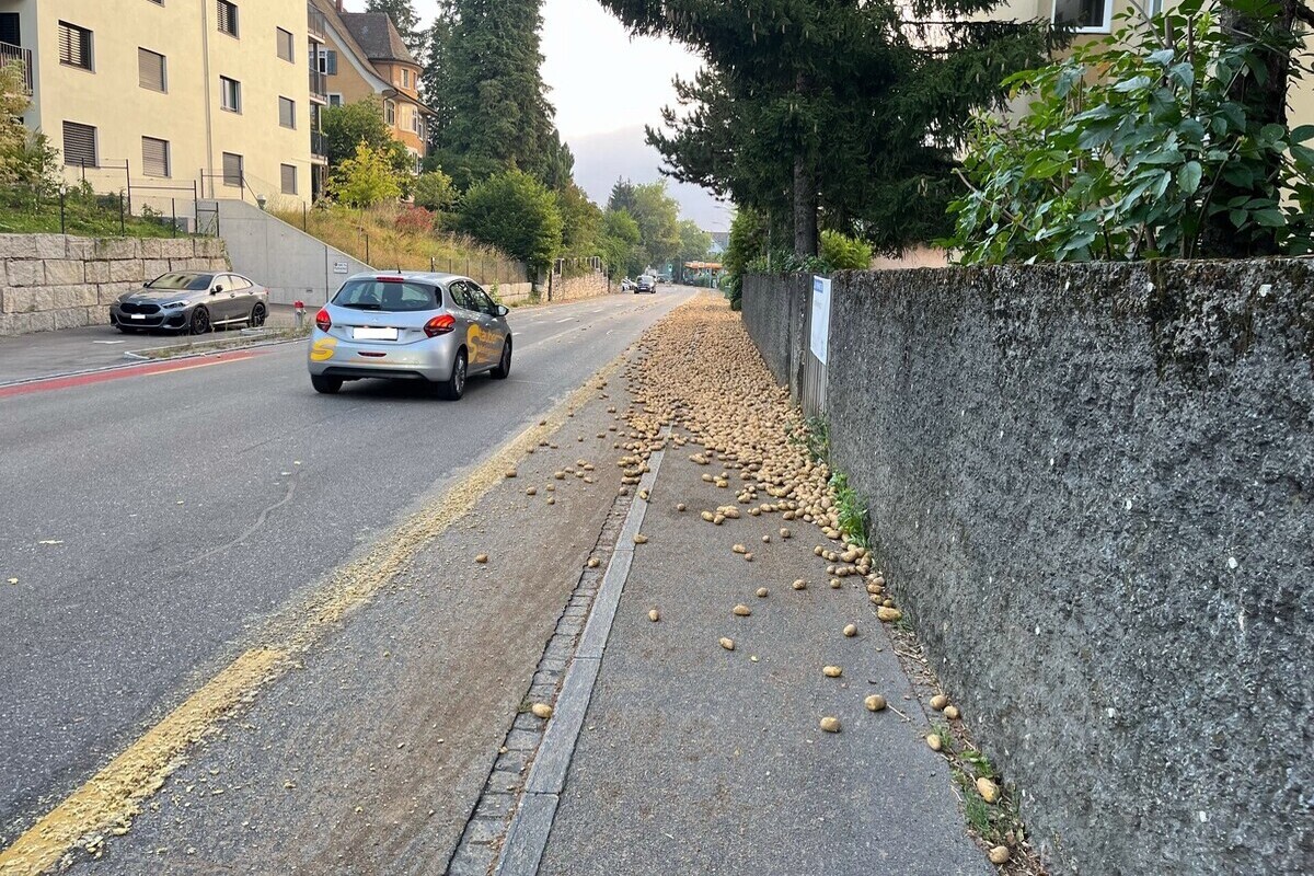Neuhausen am Rheinfall SH - Schaffhauserstrasse aufgrund von Kartoffeln gesperrt