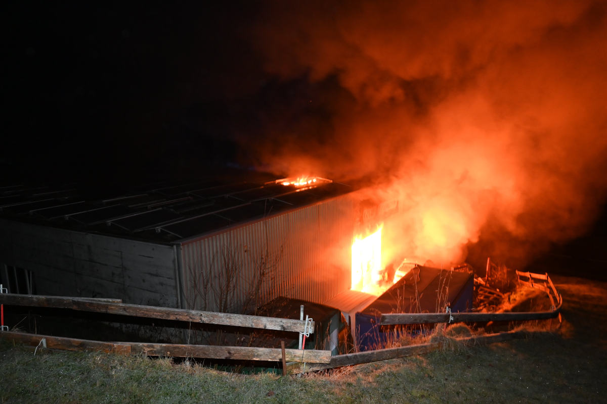 Lütisburg SG – Brand in einer Gewerbehalle ausgebrochen