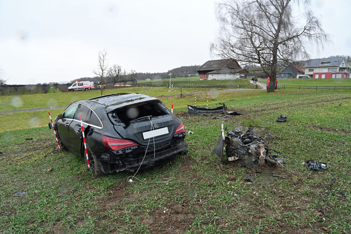 Aesch LU – Bei Selbstunfall mit Baum kollidiert