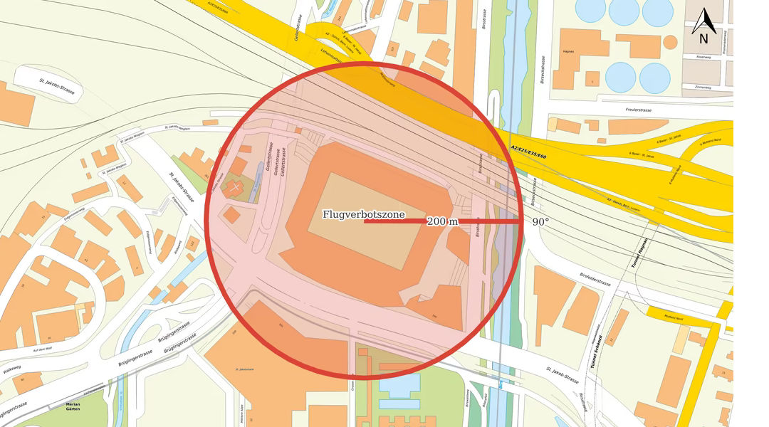 Basel – Drohnenflugverbot zur Women's Euro 2025