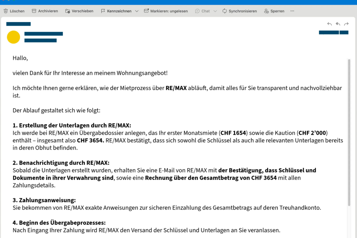 Falsche Traumwohnung - Betrüger fordern Kaution per Fake-Mail