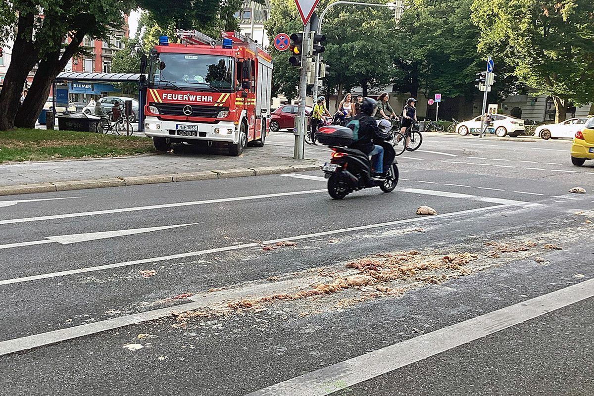 München BY – Schlachtabfälle sorgen für Feuerwehreinsatz und Verkehrsbehinderungen
