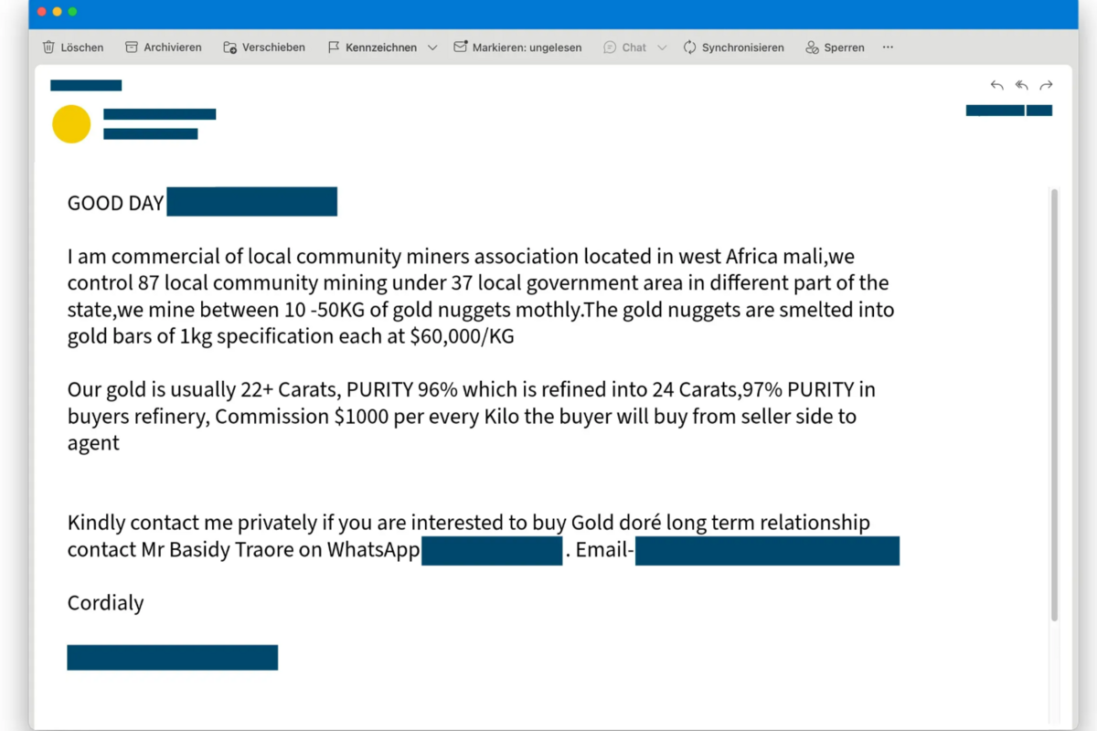 Gold-Investment als Falle – Neue E-Mail-Betrugsmasche im Umlauf