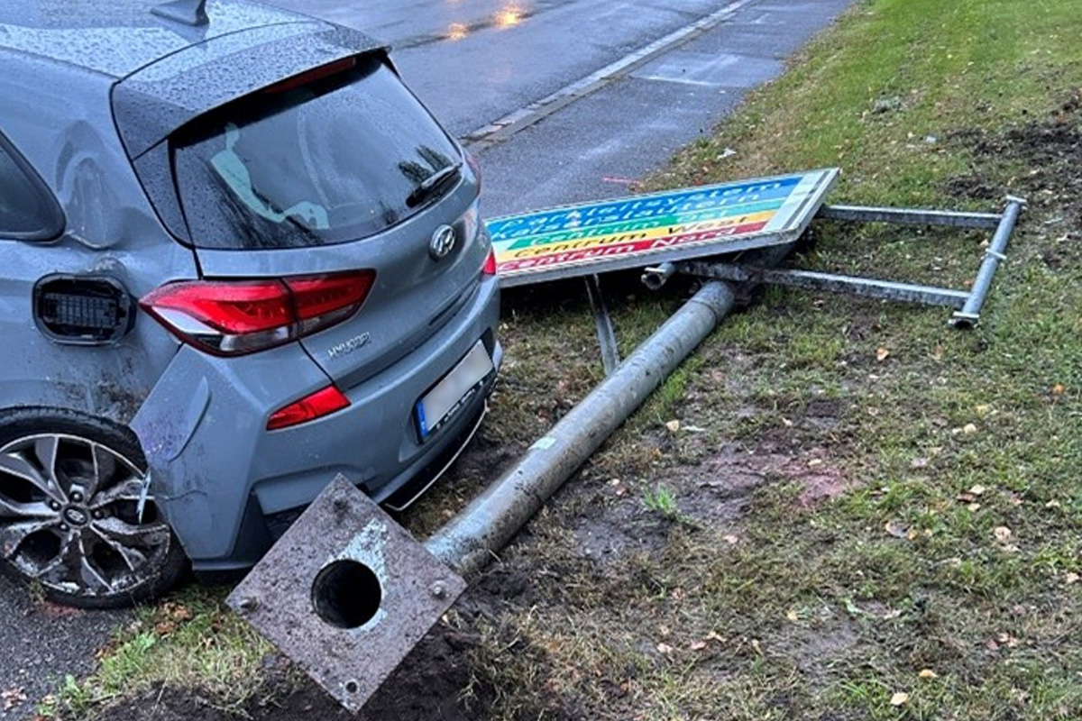 Kaiserslautern RP – Unfall auf nasser Fahrbahn unter Alkoholeinfluss