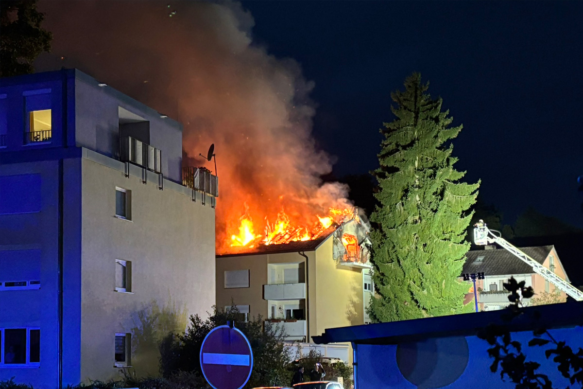 Meersburg BW – Großeinsatz bei Brand von Wohnung im Dachgeschoß