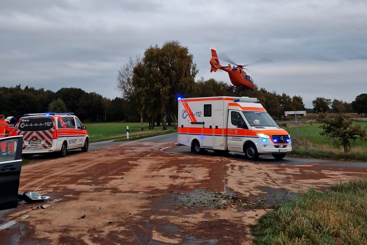 Groß Meckelsen NI – 19-Jähriger schwebt nach Unfall in Lebensgefahr