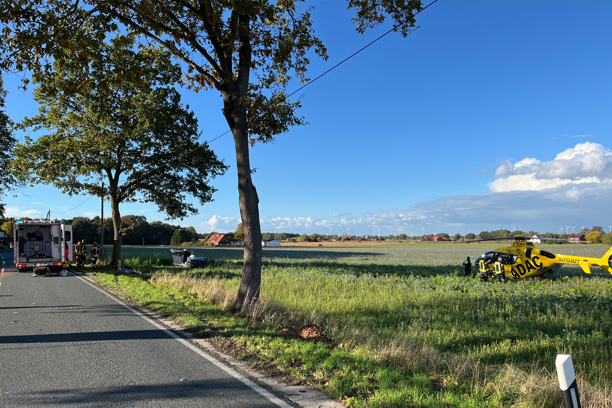 Stemwede NW – Autofahrer bei Unfall lebensgefährlich verletzt