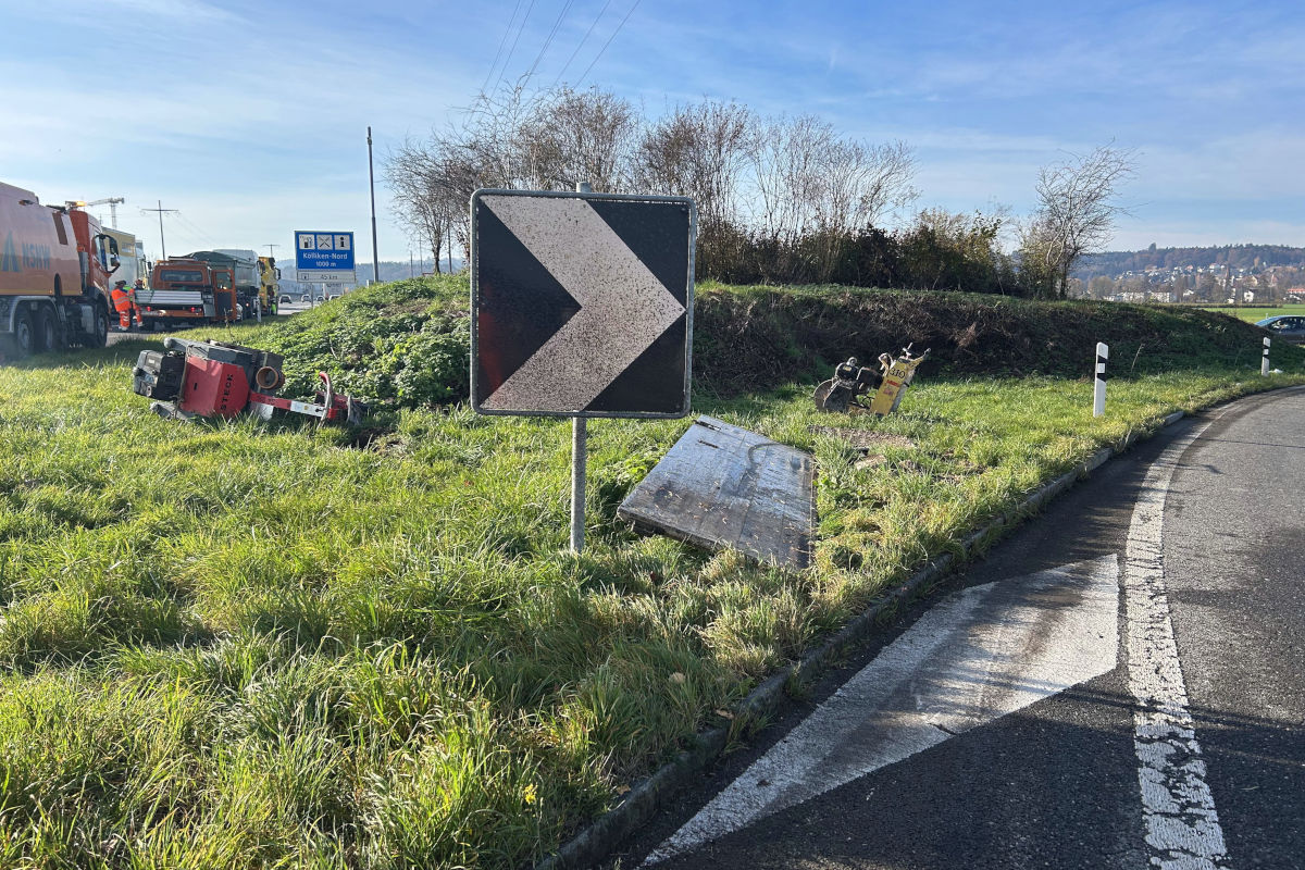 A1 Kölliken AG – Unfall zwischen Lieferwagen und Lastwagen