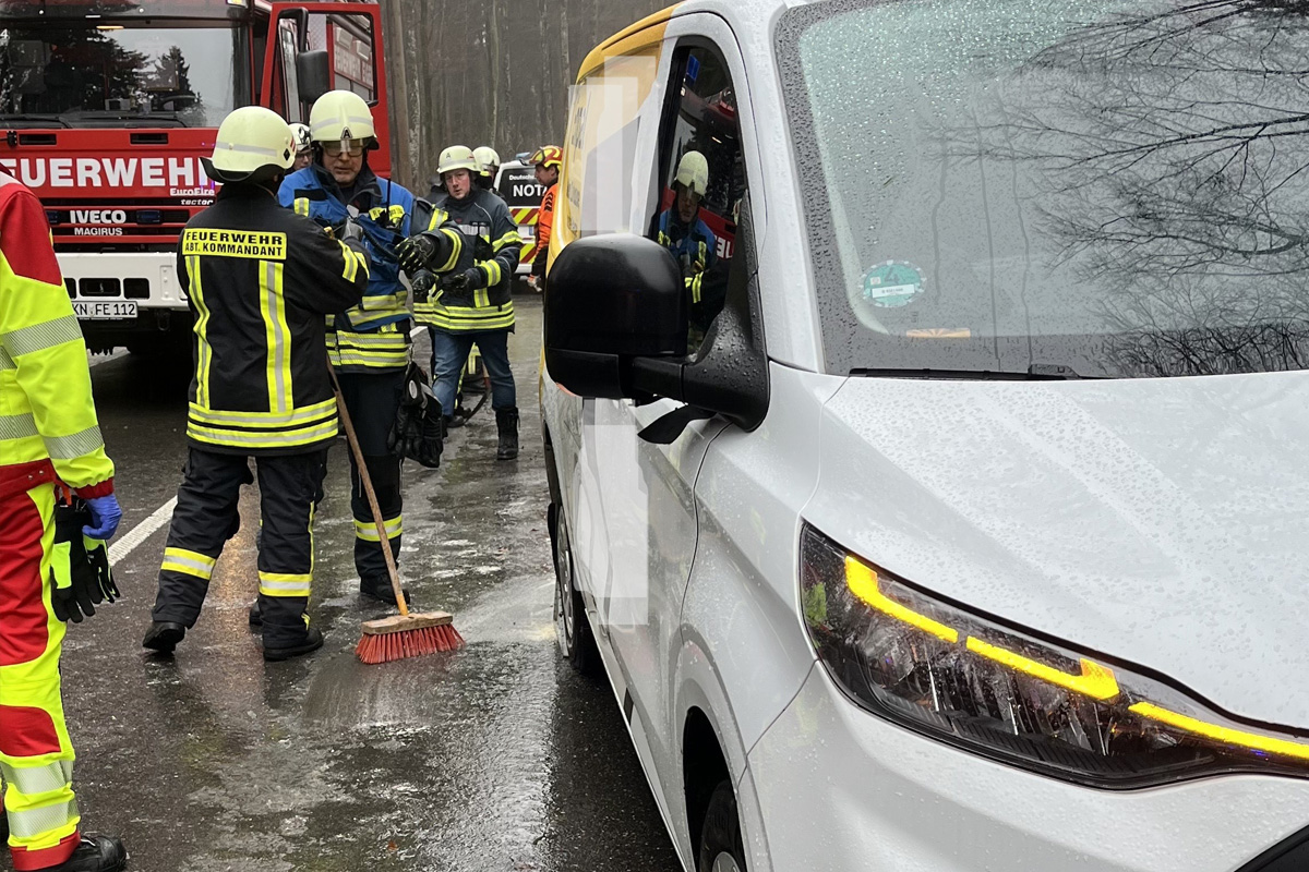 Eigeltingen BW – Kleintransporter verunfallt auf eisiger Fahrbahn