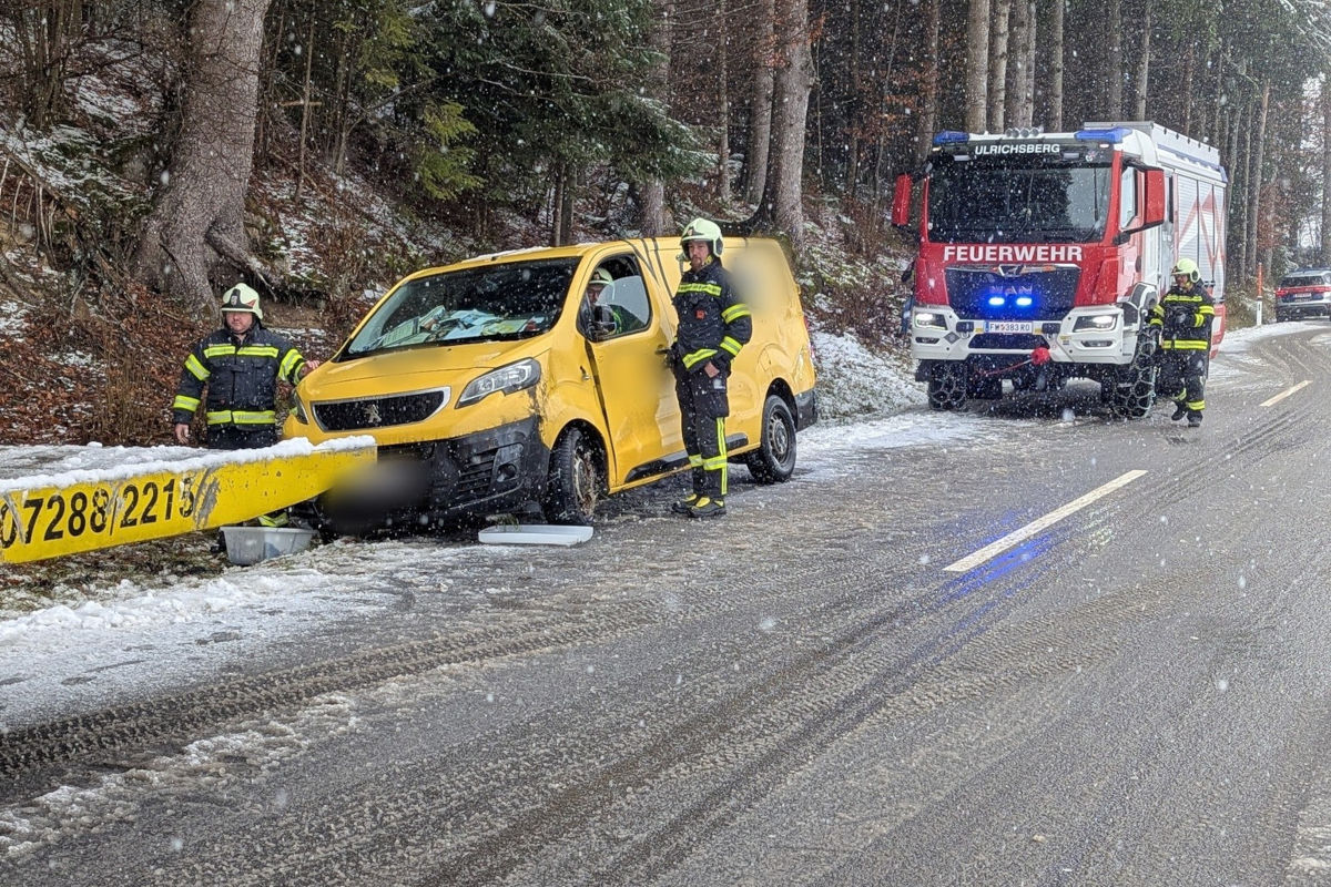 Ulrichsberg OÖ – Lenkerin gerät ins Schleudern und kippt mit Pkw