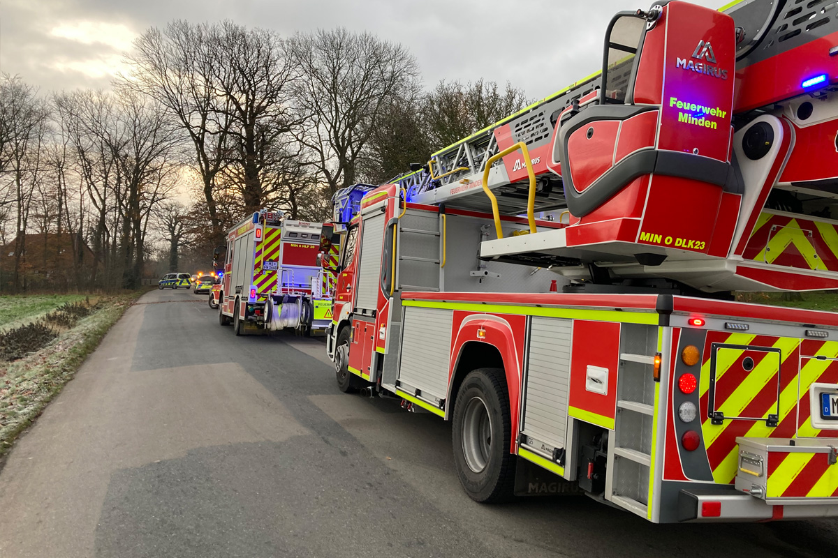 Minden NW – Autofahrer bei Unfall in Minderheide lebensgefährlich verletzt