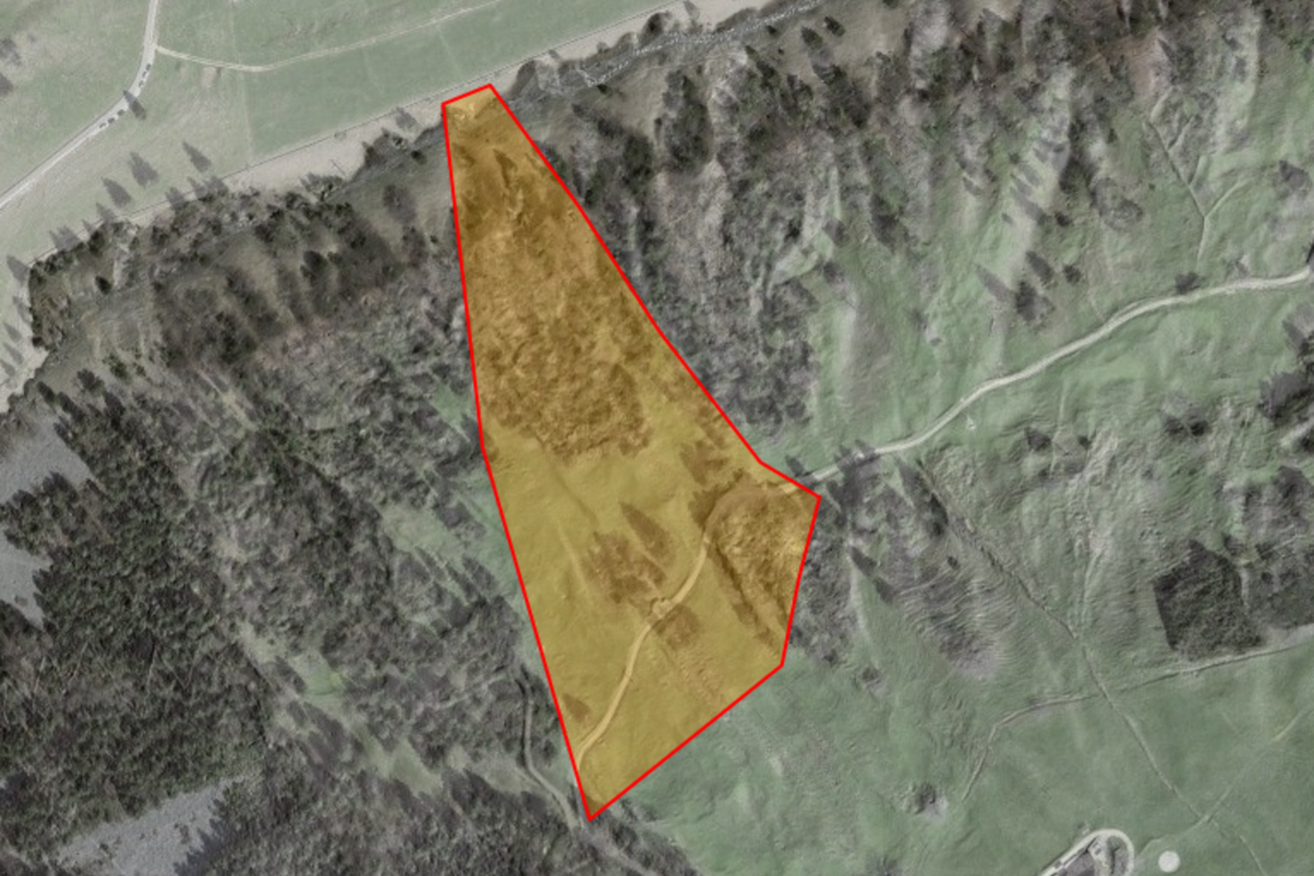 Gefahrenzone: Das gelb markierte Gebiet zeigt den gesperrten Bereich unterhalb der Wandflue