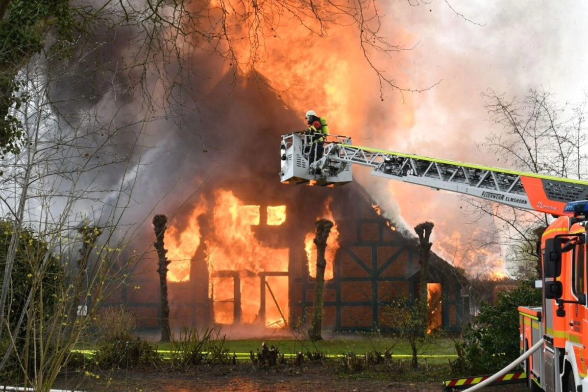 Seester – Reetdachhaus brennt nieder – Pferdeklinik gerettet