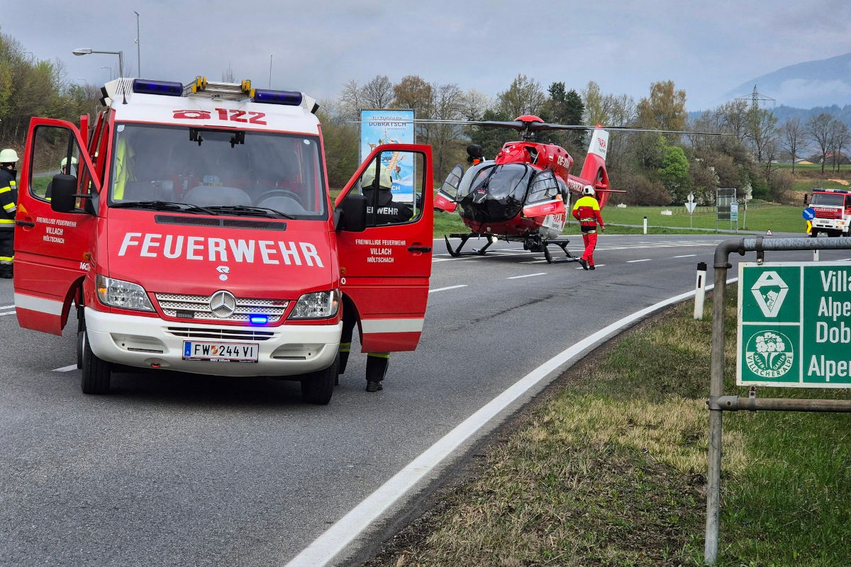 Villach – Zwei Verletzte nach Unfall auf Bundesstraße