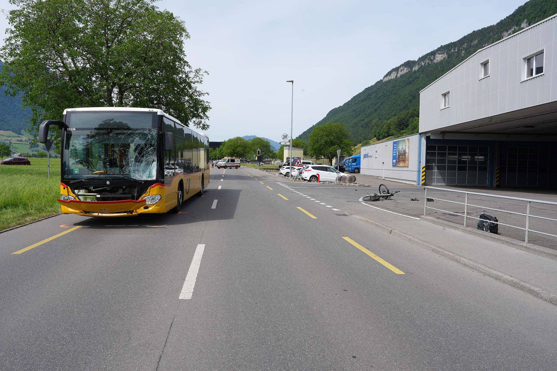 Der beschädigte Bus