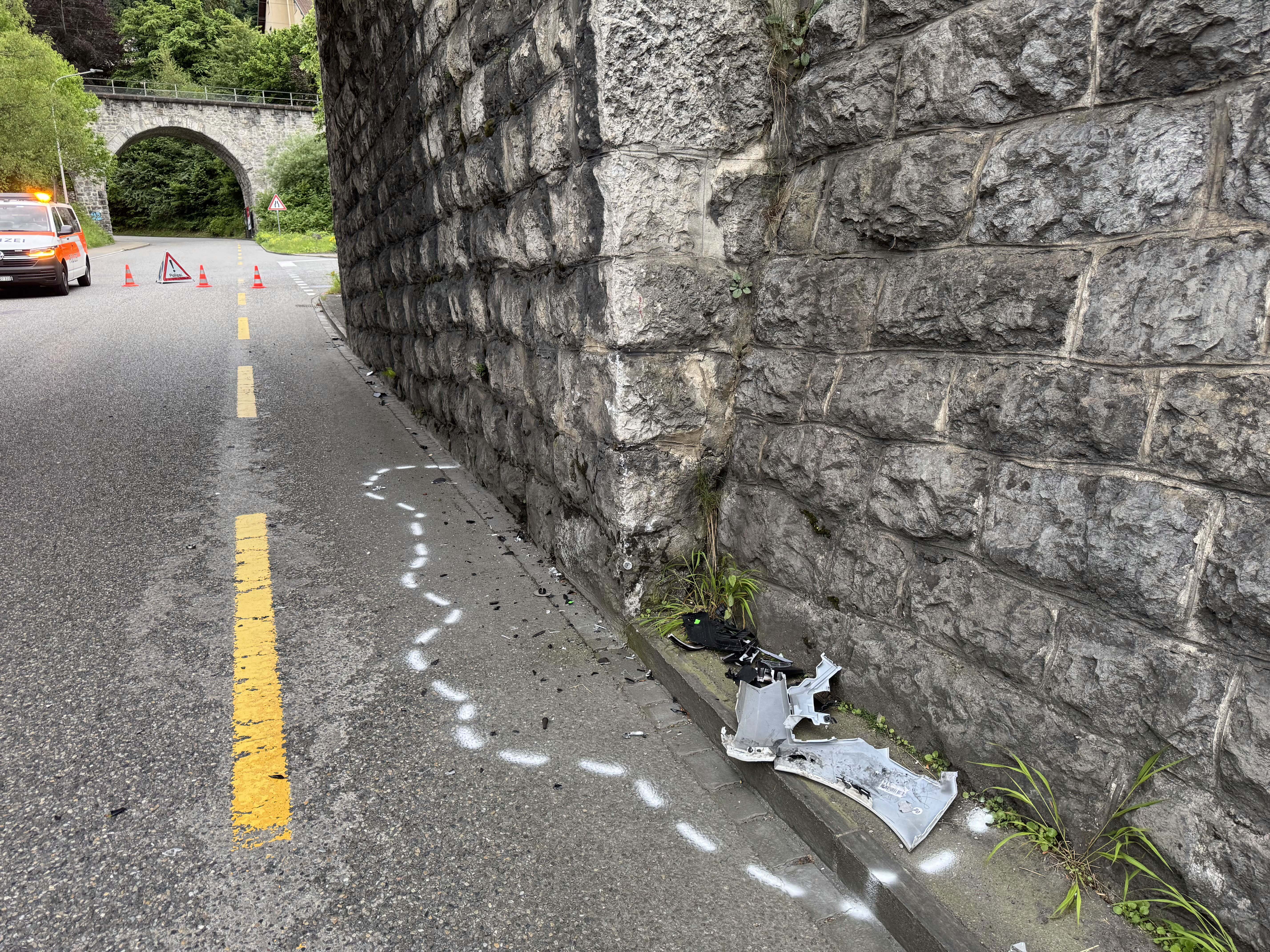 Markierte Unfallstelle 