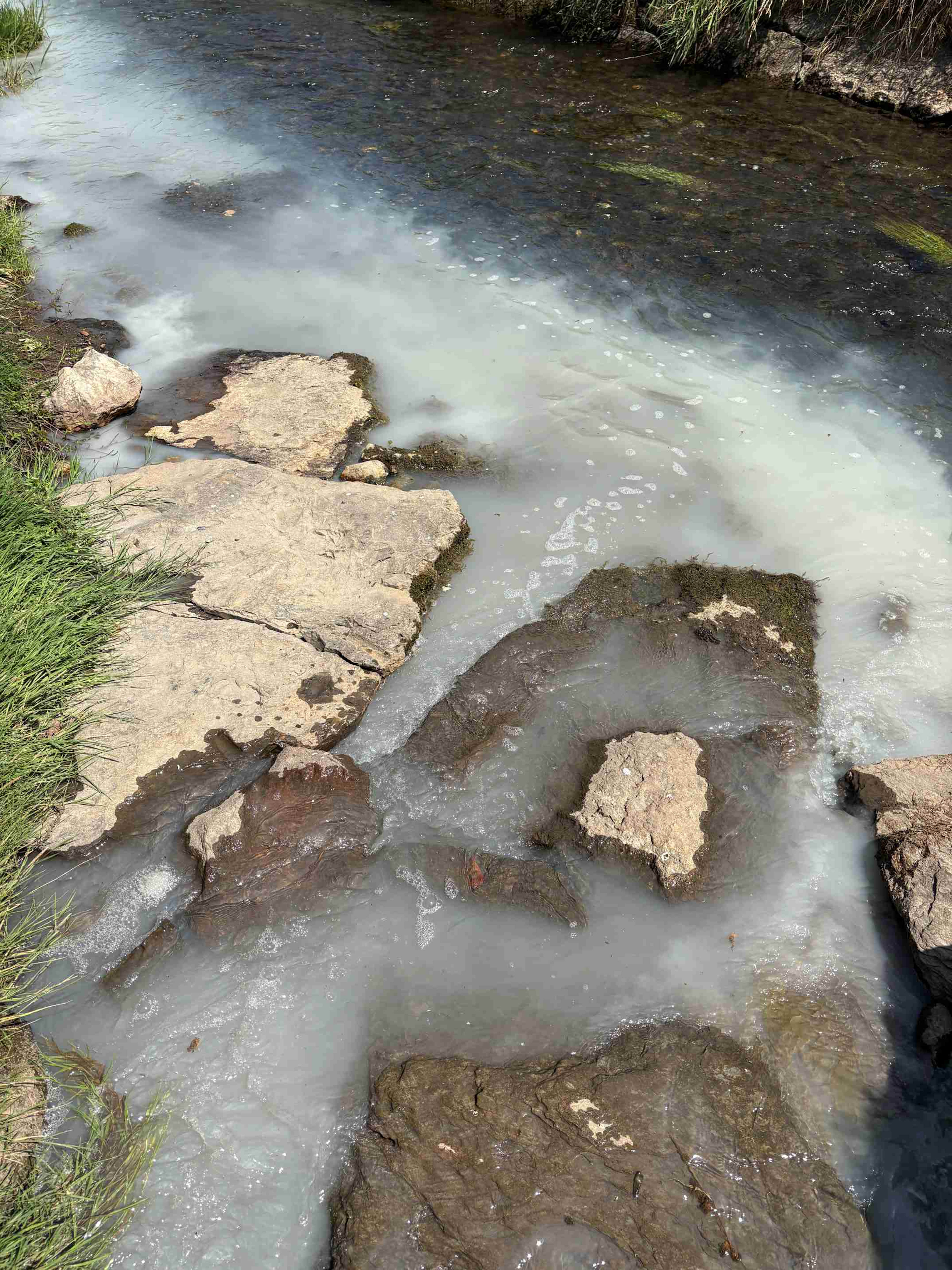 Weisse Flüssigkeit verschmutzt Kanal