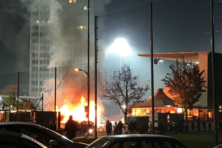 Brand des Imbisstandes im Stadion Schützenwiese.