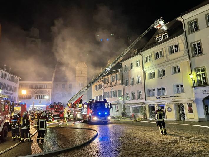 Dachstuhlbrand in der historischen Altstadt