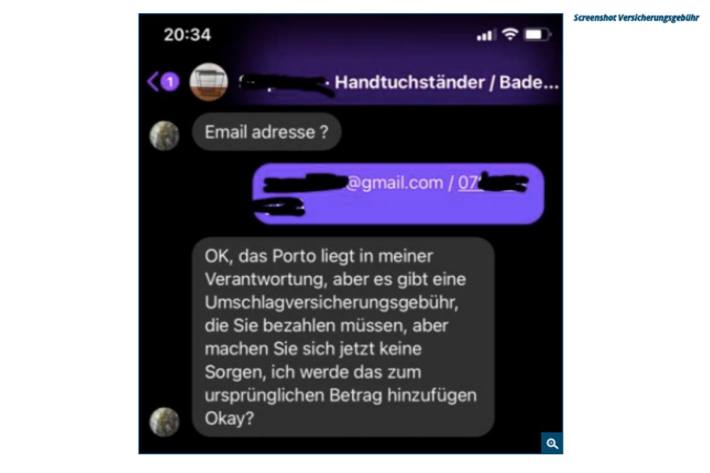 Screenshot Versicherungsgebühr.