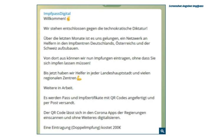 Screenshot Angebot Impfpass.