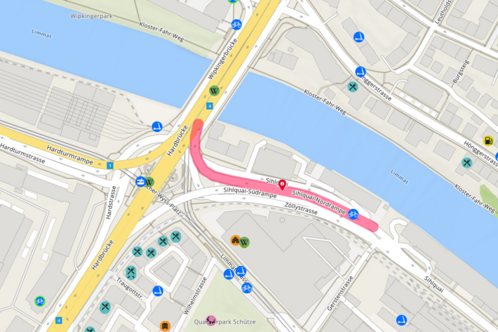 Verkehrsbeschränkung Sihlquai-Nordrampe