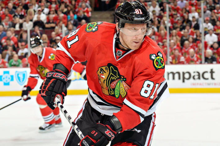 Marian Hossa im Leibchen der Chicago Blackhawks